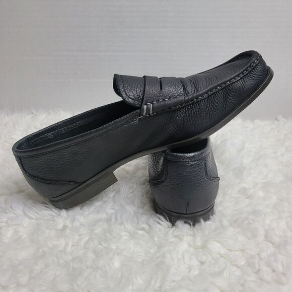 Santoni Penny Loafer Shoes Mens Size 10 Black Pebbled Leather Italy main image 4